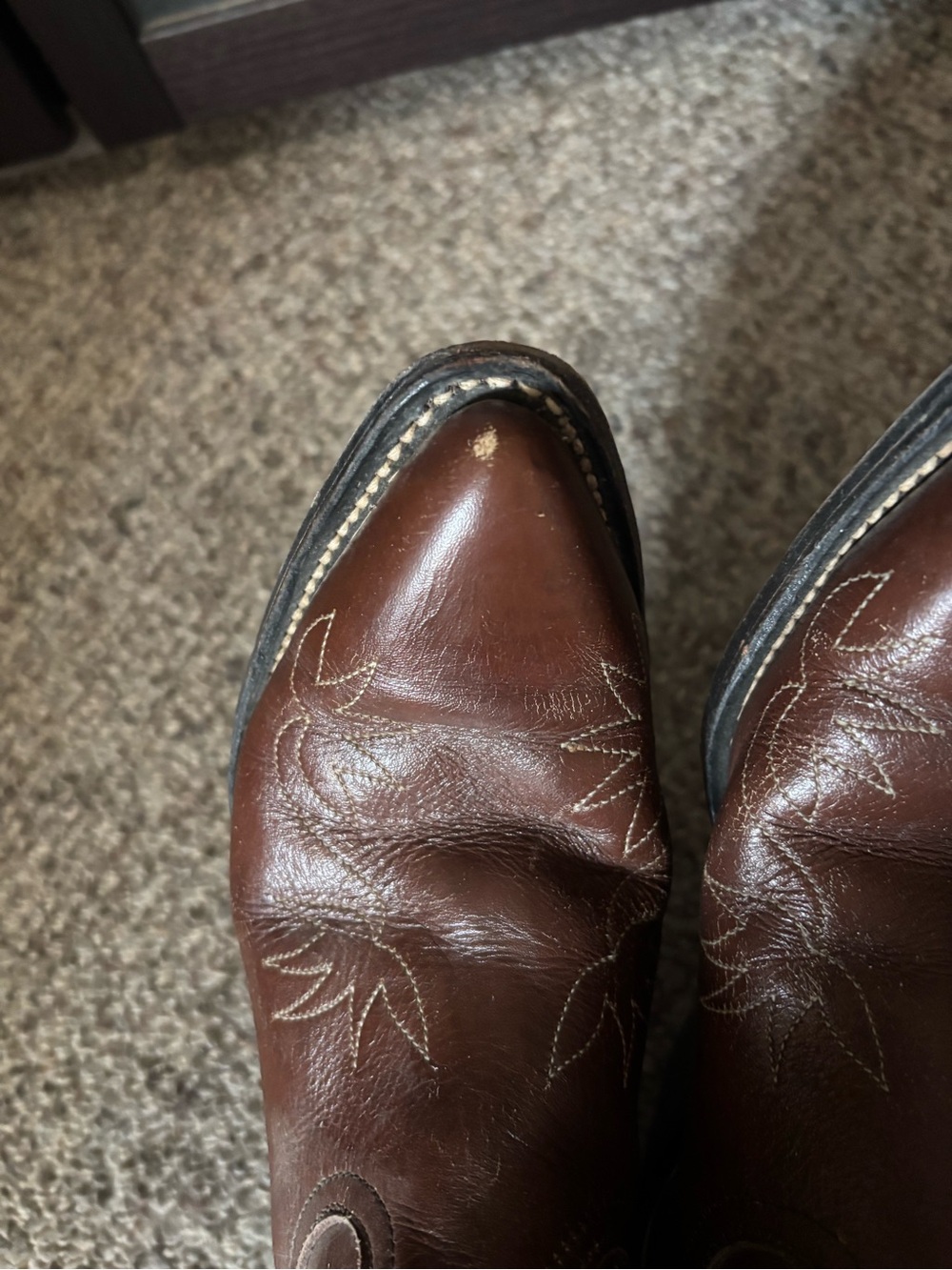 Women's Brown Leather Western Heeled Boots - Picture 10 of 10